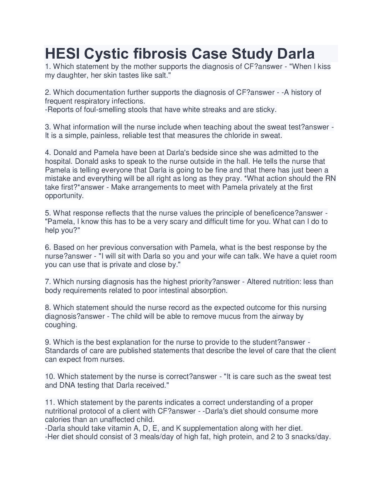 HESI Cystic fibrosis Case Study Darla Browsegrades
